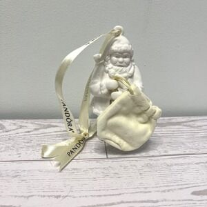 PANDORA Holiday Ornament - White Santa Claus With Sack - P1966 - Year Stamp 2013